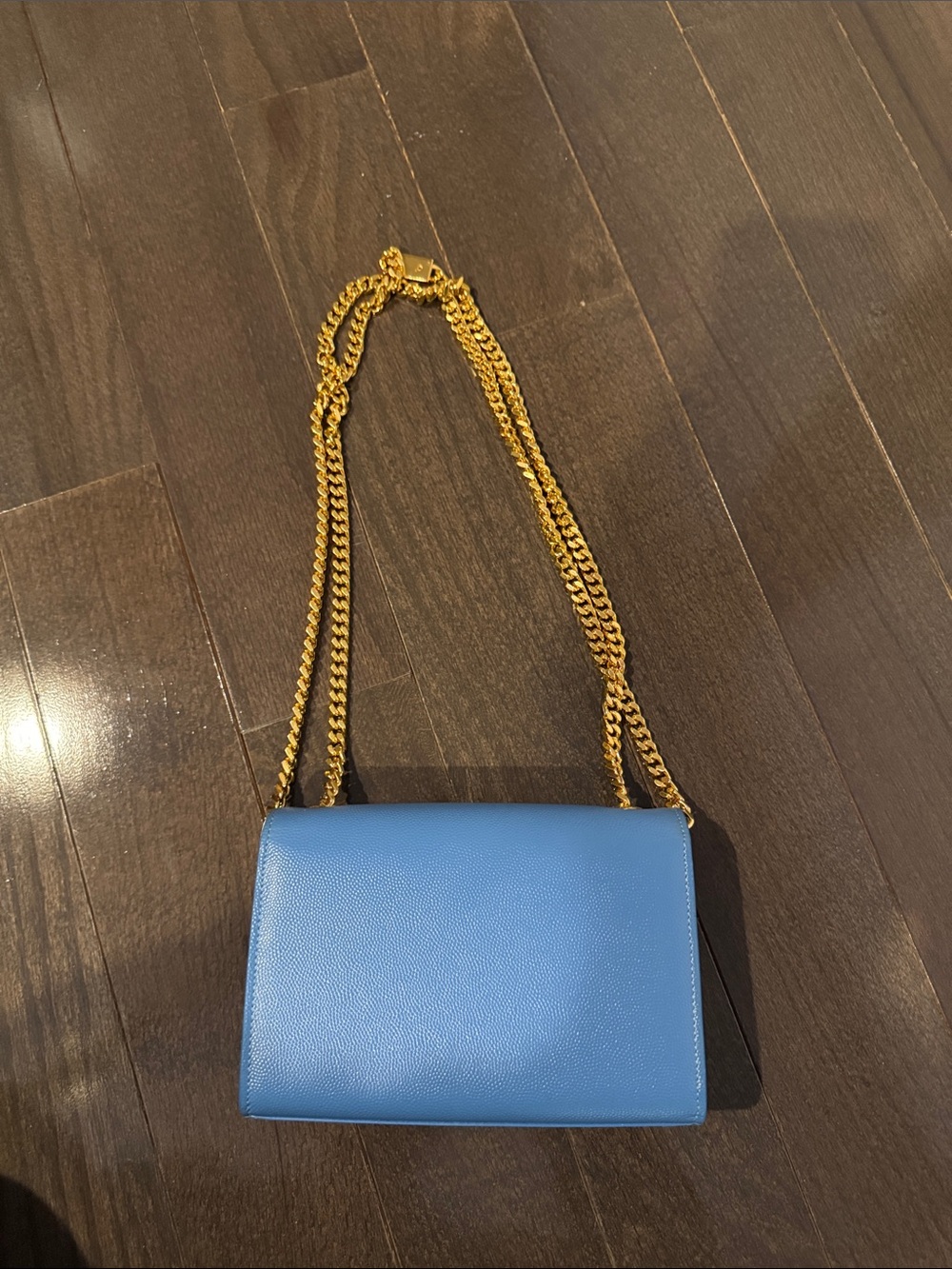 Saint Laurent Blue Leather Monogram Chain Crossbody - Picture 3 of 7
